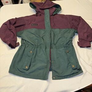 Women's Vintage Columbia Cornice 3 in‎ 1 Coat Vest Size M Green Purple Pockets